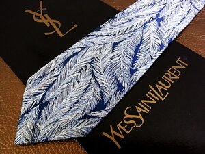 ★並品★4R00495【YSL】サンローラン「羽 フェザー 柄」ネクタイ