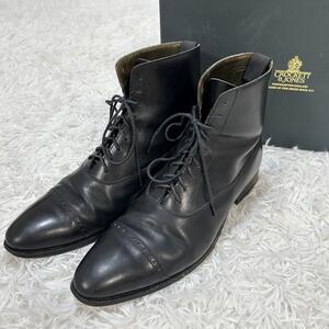 クロケット＆ジョーンズ レザー ブーツ ストレートチップ HIGHAM モード CROCKETT&JONES ブラック 紳士 ビジネス フォーマル カジュアル