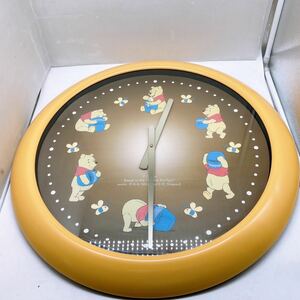 Disney くまのプーさん 大きな掛け時計 直径約61cm 壁掛け時計 時計 イエロー 幼稚園 保育園 プーさん はちみつ 短時間動作確認済み 中古品