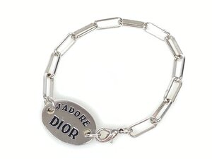 クリスチャン・ディオール　Christian Dior　ロゴ　プレート　チェーン　ブレスレット　シルバーカラー　アジャスターなし　YAS-11551