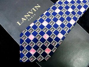 ♪今週の特売980円～♪3141♪良品【LANVIN】ランバン【装飾 スクエア 柄】ネクタイ♪