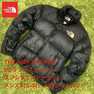 良好品 90s THE NORTH FACE ノースフェイス 700フィルパワー ヌプシジャケット ダウンジャケット ヌプシダウン メンズS~M ゴールドウィン