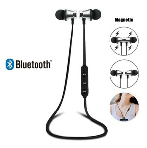 イヤホン Bluetooth ワイヤレスイヤホン　Bluetoothイヤホン　マグネット　防水　シルバー　iPhone　イヤホンワイヤレス