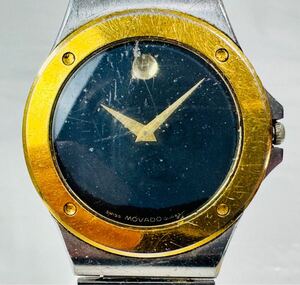 Ψ MOVADO モバード クオーツ ブラック文字盤 ×ゴールドカラー ベゼル アンティーク メンズ腕時計/283281/106-33