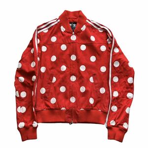 新品限定 コラボ アディダス×ファレルウィリアムスレザー水玉ジャケットS 別注 ADIDAS PHARRELL WILLIAMS LAMB LEATHER TRACK JACKET RED