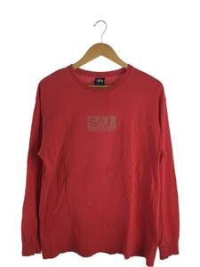 STUSSY◆長袖Tシャツ/L/コットン/RED/無地/90s