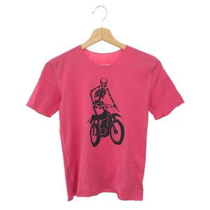 ◆LUCIEN PELLAT-FINET ルシアンぺラフィネ 半袖カットソー サイズ:S◆ ピンク レディース スカル バイク プリント トップス Tシャツ