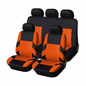 シートカバー ポケット付き トヨタ ヴォクシー AZR60 オレンジ 5席セット 1列目 2列目セット 汎用 簡単取付 被せるタイプ