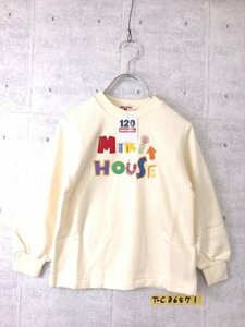 袋入り新品！mikihouse ミキハウス キッズ 男の子 女の子 ロゴアップリケ 日本製 レトロ トレーナー 120 クリーム