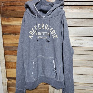 Abercrombie&Fitch アバクロンビー&フィッチ アバクロ ヴィンテージダメージ加工 パーカー フーディ グレー スウェット