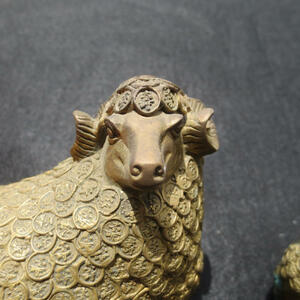 お金の羊 身体が銅銭 金運アップ 一対ヒツジ 羊 ひつじ 置物 銅製