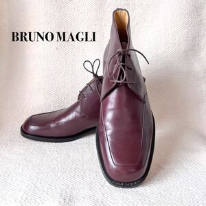 BRUNO MAGLI ブルーノマリ チャッカブーツ レザーブーツ 革靴 size7 バーガンディ メンズ イタリア製 紳士靴