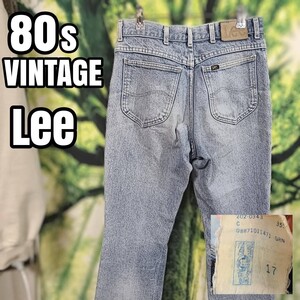 80s 80年代 USA製 ビンテージ Lee ダメージ 32インチ ブーツカット デニムパンツ 革パッチ ジーンズ vintage VINTAGE 品番202-0343 リペア