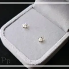 088Pp【高品質✨】ピアス　一粒パール　3mm　シルバー　爪留め　ミニ　小さめ