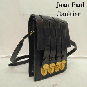 ジャンポールゴルチエ 4連 差し込み錠 編み込み レザー ショルダー バッグ ショルダーバッグ - 黒 / ブラック