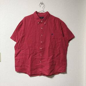 ラルフローレン　半袖シャツ　ボタンダウンシャツ　赤色　XXLサイズ　