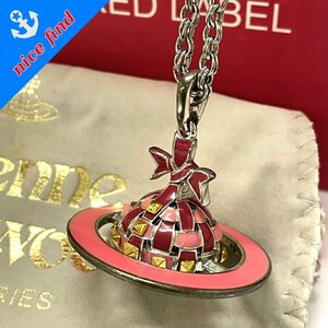 ◆ヴィヴィアンウエストウッド Vivienne Westwood◆リボン バス レリーフ オーブ ペンダント ピンク レディース アクセサリー 保存袋付