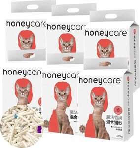 HONEYCARE ハニーケア ミックス猫砂 約5L/2.75KG＊６袋セット おからとベントナイト 猫砂 猫トイレ用品 ネコ砂 