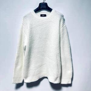 新品 L アズール バイ マウジー AIR YARN C/N KNIT エアーヤーンクルーネックニット 定価5,500円 AZUL BY MOUSSY メンズ セーター 白 長袖