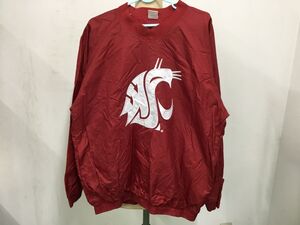 D793-60　adidas/アディダス　メンズ　M/Lサイズ　90/00年代　古着　ワシントン州立大学ロゴ　刺繍　ナイロン　プルオーバー　レア　