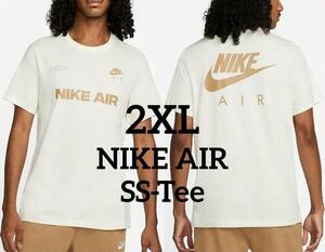 残少 XXL ナイキ エア ビッグロゴ Tシャツ 検 コットン AIR スウッシュ 半袖 バックプリント オフホワイト/アイボリー/ゴールド 白/金 2XL