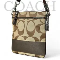 【美品】コーチ　COACH シグネチャー ショルダーバッグ　斜め掛け　サコッシュ