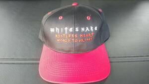 送料無料 WHITESNAKE キャップ 帽子 当時物 新品 未使用 ブラック/レッド 黒/赤 RESTLESS HEART WORLD TOUR 1997 ライブグッズ 1個 56cm