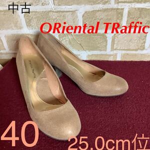 【売り切り!送料無料!】A-275 ORiental TRaffic!パンプス!40 25.0cm位!ラウンドトゥ!太めヒール!おしゃれ!シンプル!中古!