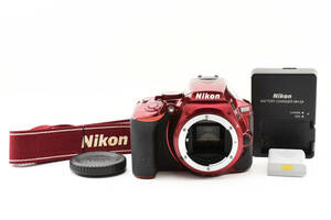 ★動作品★ Nikon ニコン D5500 ボディ レッド デジタル一眼レフ バッテリー 充電器 ストラップ付