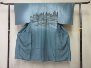 1円 良品 正絹 長襦袢 男性用 和装 和服 アンティーク 田植え 人物 高級 渋カッコいい 袷 身丈124cm 裄61cm【夢職】★★★