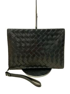 BOTTEGA VENETA◆セカンドバッグ/レザー/BLK/イントレチャート