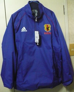 新品紙タグ付き未使用品adidas【アディダスジャパン(株)】製2003日本代表KIRIN(キリン)リバーシブルハーフジップジャケット　L 青 非売品?