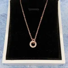 325Na【オシャレ】リング　ダイヤ　ネックレス　CZ　ピンクゴールド