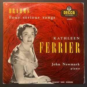 英decca【貴重10フラット厚盤】★ キャスリーン・フェリアーのブラームス 4つの厳粛な歌 ★ Kathleen Ferrier Brahms Four Serious Songs