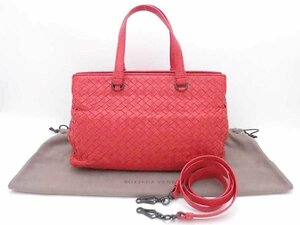 ボッテガヴェネタ BOTTEGAVENETA ハンドバッグ イントレチャート レザー レッド e53848f