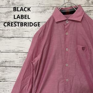 BLACK LABEL CRESTBRIDGE リネン混シャツ ロゴ 刺繍