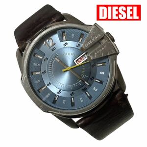 ★ DIESEL ディーゼル メンズ 腕時計 マスターチーフ 10気圧防水 クォーツ DZ1399 レザーベルト ブルー×ブラウン