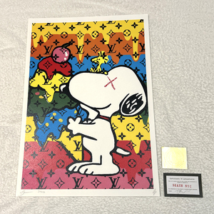 DEATH NYC スヌーピー SNOOPY ヴィトン LOUISVUITTON カウズ KAWS 世界限定100枚 ポップアート PEANUTS アートポスター 現代アート Banksy