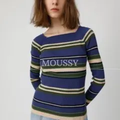 MOUSSY｜スクエアカットニット　マルチボーダー