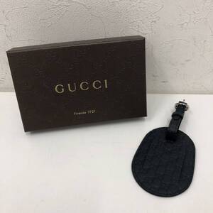 ⑭GUCCI グッチ ネームタグ 小物 BLK ブラック レザー レディース 494Y73Y