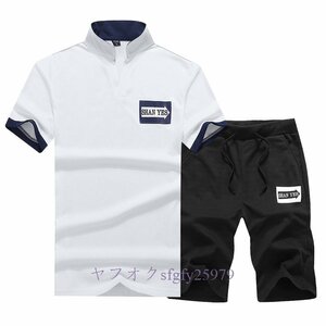 A348I☆新品人気メンズ 半ズボン半袖Tシャツです 上下セット スポーツウエア 韓国版 学生A