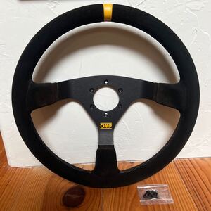 極美品 OMP WRC バックスキン 小径ステアリング ハーフディープ 35パイ(スエード アルカンターラ momo)