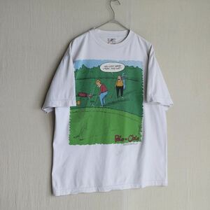 USA vintage Tシャツ / XL コットン ホワイト アイボリー プリント イラスト ゴルフ 半袖 ビンテージ T4-06237-9286