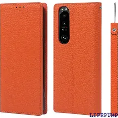 Xperia 1 III ケース手帳型 SO-51B SOG03 ケース Pelanty 牛革製品 本革レザー 財布型カバー Sony Xperia 1 III カード収納 スタンド機能 内蔵マグネット 手作り柔らかい スマホケース ソニ 択 オレンジ 469