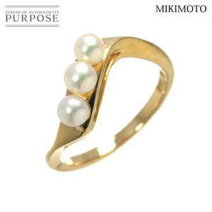 ミキモト MIKIMOTO 9号 リング ベビーパール 3.7-3.5mm K18 YG イエローゴールド 750 真珠 指輪 Baby Pearl Ring 90259821