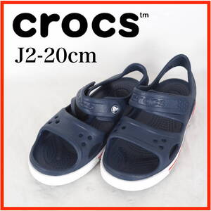 MK9186★極美品★crocs*クロックス*キッズサンダル*J2-20cm*ネイビー*