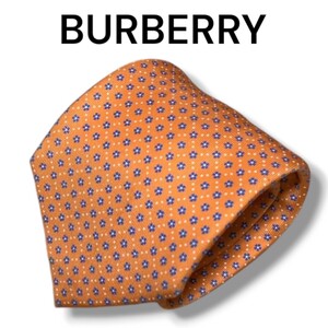 【1円スタート】BURBERRY バーバリー BURBERRY LONDON ネクタイ ハイブランド ブランド シルク100% 総柄 オレンジ