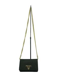 PRADA◆サフィアーノレザーチェーンウォレット/ショルダーバッグ/レザー/外側BLK/内側RED/1BP006