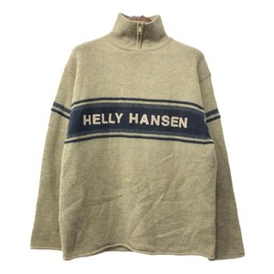 HELLY HANSEN ヘリーハンセン ロゴ ハーフジップ ウール セーター ベージュ (メンズ XL) 中古 古着 Q0947