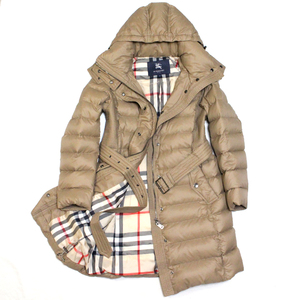 超美品 BURBERRY LONDON バーバリー 2way ベルト付き ダウンコート 44 ベージュ ダウンジャケット ノバチェック裏地 大きいサイズ